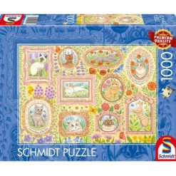 Schmidt Spiele Erwachsenenpuzzle>Adelige Katzen In Blütenpracht 1000 Teile