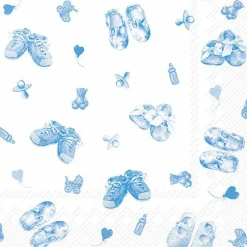 IHR Servietten Und Serviettenringe|Servietten>BABY SHOES ALLOVER Light Blue Cocktail-Servietten