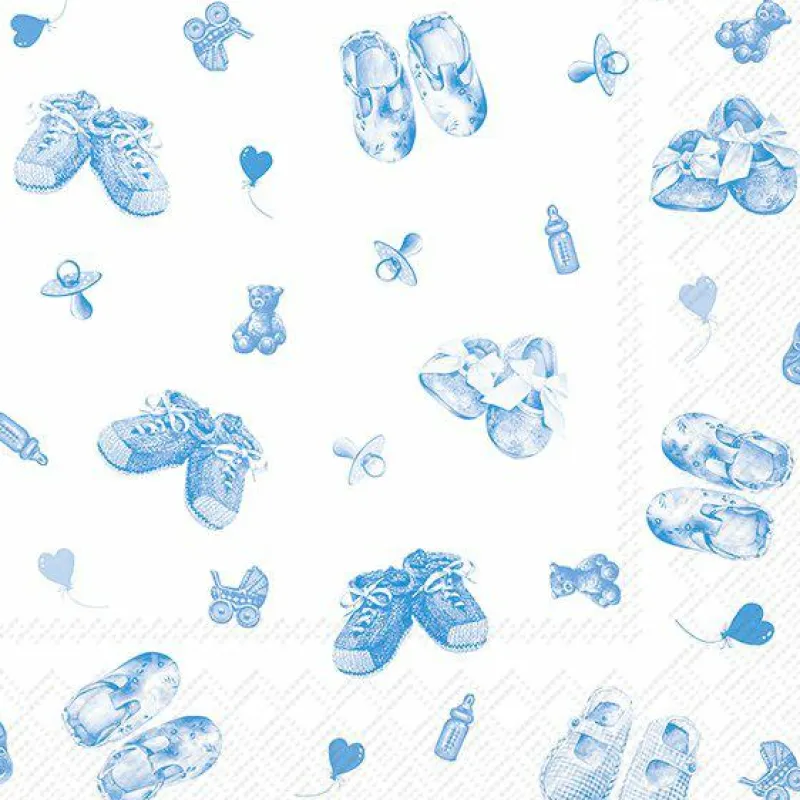 IHR Servietten Und Serviettenringe|Servietten>BABY SHOES ALLOVER Light Blue Cocktail-Servietten
