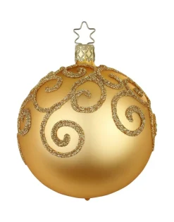 Inge Glas Manufaktur Baumschmuck Und Zubehör>Baumanhänger Engelslocken 8cm inkagold matt