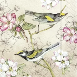 IHR Servietten Und Serviettenringe|Servietten>BIRDS SYMPHONY cream Lunch-Servietten L 904460