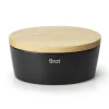 Continenta Brotkörbe Und Brotboxen>Brottopf oval schwarz matt Keramik 30x23x13,5cm