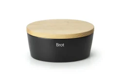 Continenta Brotkörbe Und Brotboxen>Brottopf oval schwarz matt Keramik 30x23x13,5cm