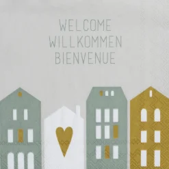 Räder Servietten Und Serviettenringe|Servietten>Cocktailserviette „Welcome Willkommen Bienvenue",