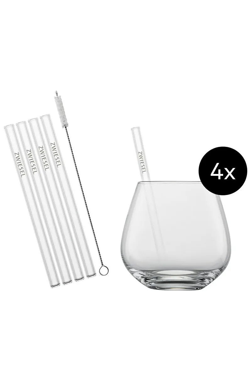 SCHOTT ZWIESEL Wasser, Saft Und Longdrink>4erTumbler After-work drink +4xTrinkhalm +Büste