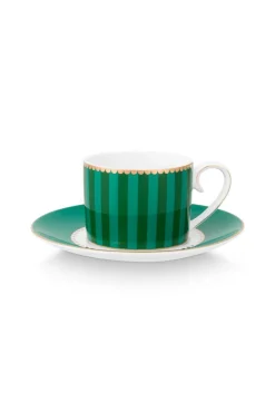 Pip Studio Farbe>Espressotasse mit Untertasse „Love Birds", Stripes