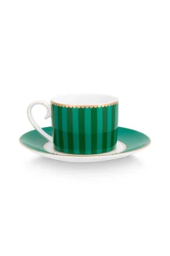 Pip Studio Farbe>Espressotasse mit Untertasse „Love Birds", Stripes