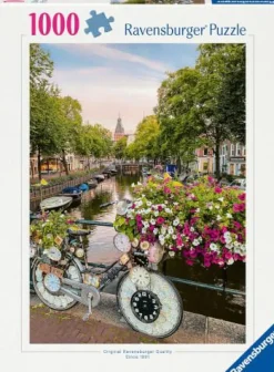 Ravensburger Erwachsenenpuzzle>Fahrrad Und Blumen In Amsterdam - Puzzle 1000 Teil