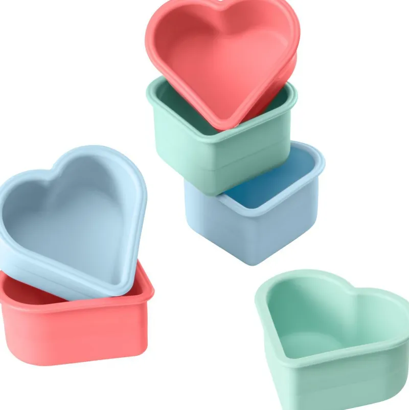 Lurch Backformen>Flexiform Muffinliner Herz 6er Set Pastel Mix