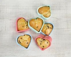 Lurch Backformen>Flexiform Muffinliner Herz 6er Set Pastel Mix