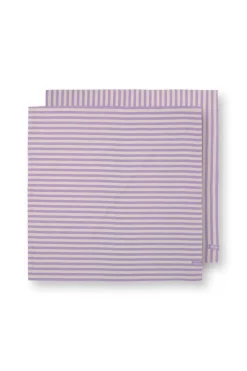 Pip Studio Küchentextilien>Geschirrhandtuch 2er Pack „Stripes violett", 65x65
