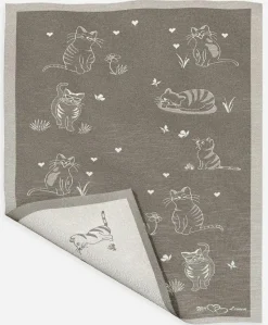 Eugen Übelhör Küchentextilien>Geschirrtuch "Schnurrsula" mocca Halbleinen 45x73c