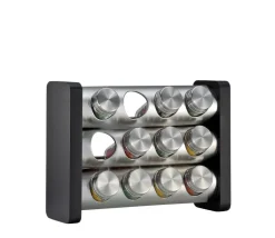 Küchenprofi Gewürzmühlen, Spender Und Mörser>Gewürzständer mit 12 Gläsern schwarz, rechteckig