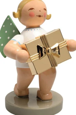 Wendt&Kühn Figuren>Gratulant, Engel mit Geschenk, vergoldet, Goldedit