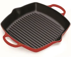 Le Creuset Pfannen Guß Und Schmiedeeisen>Grillpfanne mit zwei Griffen 30 cm Kirschrot