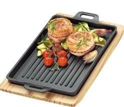Küchenprofi Grillzubehör>Grill-/Servierplatte eckig mit Holzbrett