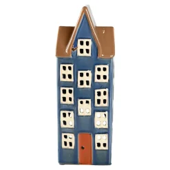 Det Gamle Apotek Kerzen, Leuchter Und Zubehör>Haus für Teelicht Keramik Blau 23x9x7cm