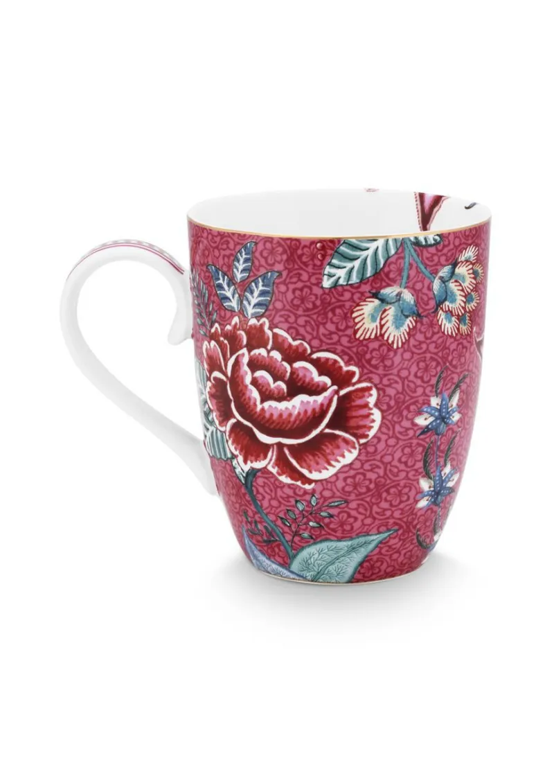 Pip Studio Henkelbecher>Henkelbecher groß „Flower Festival", duinkelpink,
