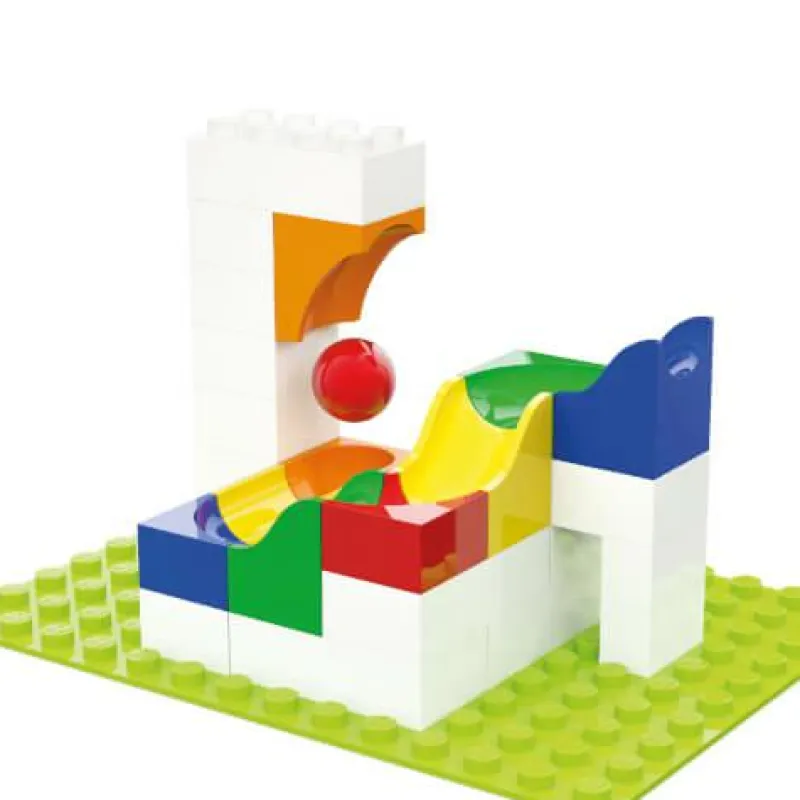 Hubelino Klemm- Und Magnetbaukästen>Kugelbahn Katapult Erweiterung (41-teilig