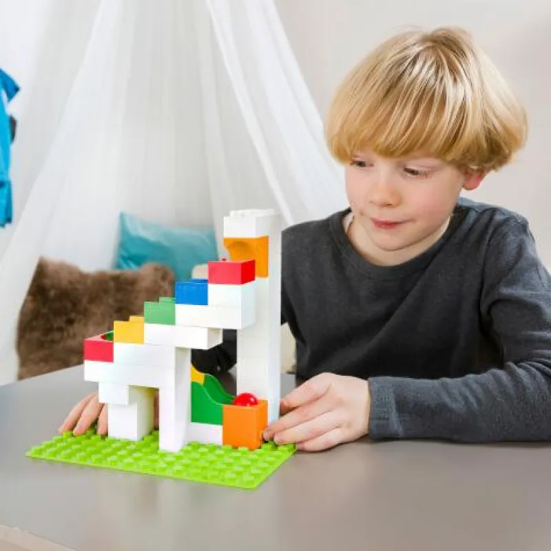 Hubelino Klemm- Und Magnetbaukästen>Kugelbahn Katapult Erweiterung (41-teilig