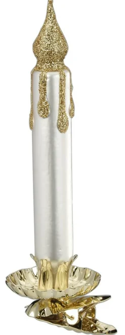 Inge Glas Manufaktur Baumschmuck Und Zubehör>Kerze 13cm, weiß matt