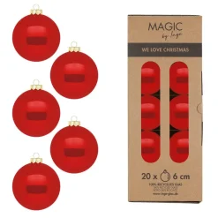 Magic by Inge Baumschmuck Und Zubehör>Kugel, 6cm, Glas, 20Stk./Box, Modern Red