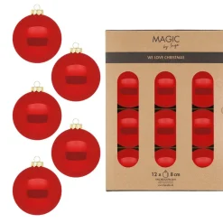 Magic by Inge Baumschmuck Und Zubehör>Kugel, 8cm, Glas, 12Stk./Box, Modern Red