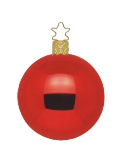 Inge Glas Manufaktur Baumschmuck Und Zubehör>Kugel, rot glanz, 12cm