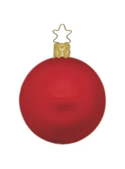 Inge Glas Manufaktur Baumschmuck Und Zubehör>Kugel, rot matt, 12cm