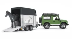 Bruder Fahrzeuge Und Fluggeräte>Land Rover Defender S + Anhänger + Pferd