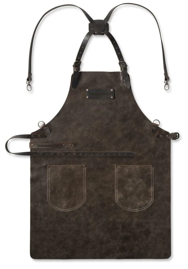 Feuermeister Grillzubehör>Lederschürze Gr.3, Antikleder braun Kreuzberiemun