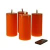 Werner Voß Kerzen, Leuchter Und Zubehör>LED-Kerze 4tlg. orange Kunststoff/WEachs 7,5x15cm