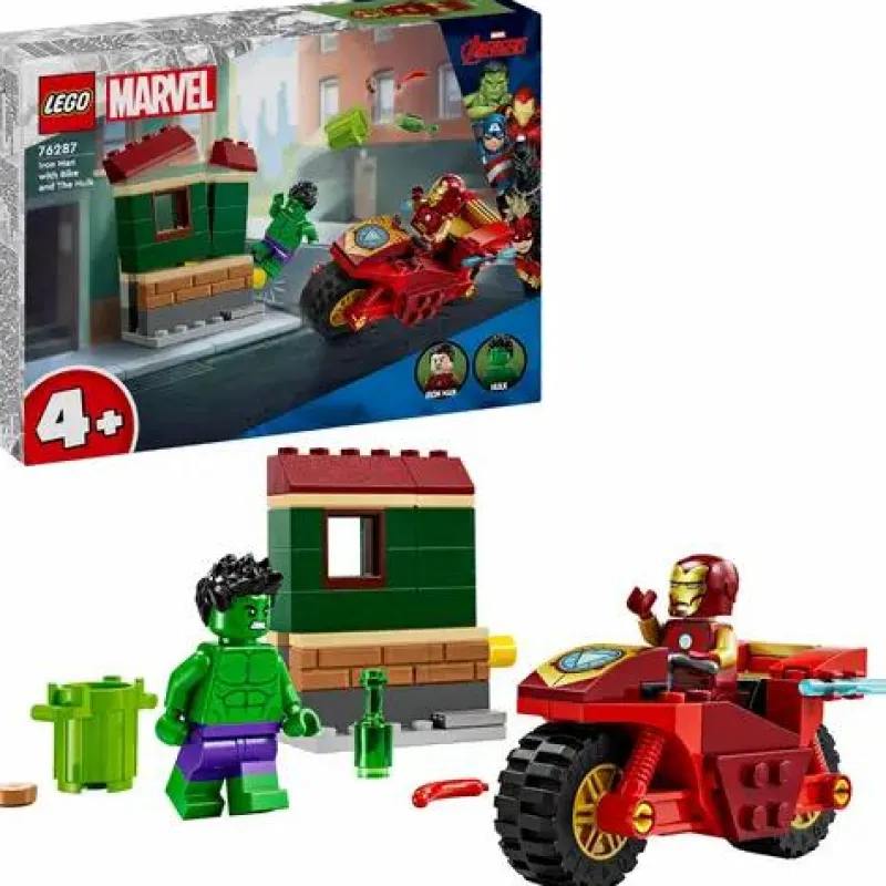 LEGO® Klemm- Und Magnetbaukästen>Marvel™ Iron Man mit Bike und der Hulk 76287