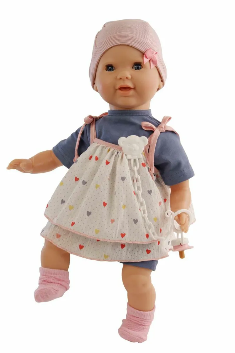 Schildkröt-Puppen Spielpuppen>Lenchen Gr.37 Kleidung blau/weiß/ rose, blaue Schl