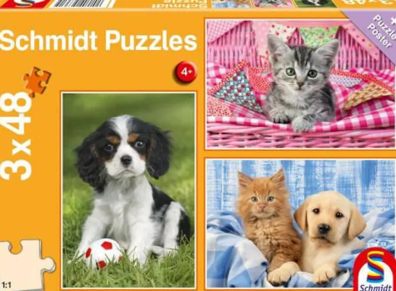 Schmidt Spiele Kleinkindpuzzle|Spielen>Meine liebsten Haustierbabys, 3 x 48 Teile
