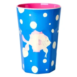 Rice A/S Melamin Und Bambus>Melamine Cup with Fish Blue Print - Two Tone - Tal