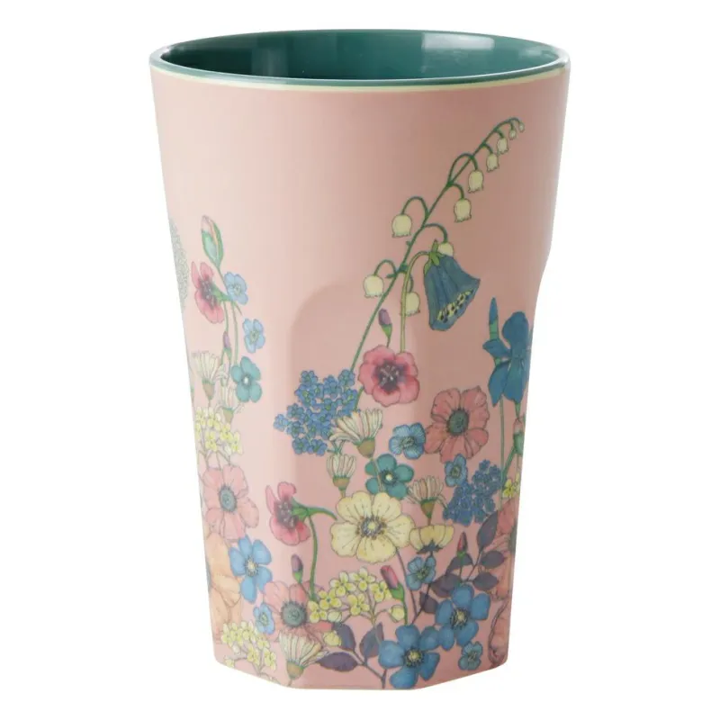 Rice A/S Melamin Und Bambus>Melamine Cup with Flower Collage Print - Soft Pink