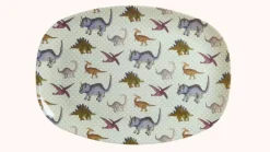 Rice A/S Melamin Und Bambus>Melamine Rectangular Plate with New Dino Print