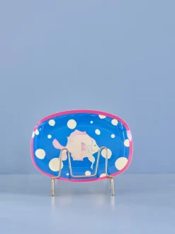 Rice A/S Melamin Und Bambus>Melamine Rectangular-Plate with Fish blue Print -