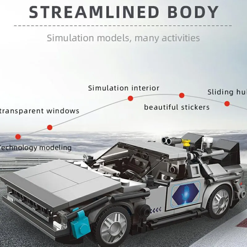 Mould King® Klemm- Und Magnetbaukästen>27019 Delorean-12 Car + Showcase