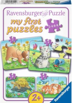 Ravensburger Kinderpuzzle>Niedliche Haustiere - Puzzle 2,4,6 Teile