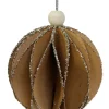 Shishi AS Baumschmuck Und Zubehör>Papierkugel braun mit silber Glas Glitter 8cm