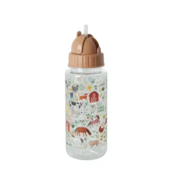 Rice A/S Melamin Und Bambus>Plastic Kids Drinking Bottle - Farm Print 500ml