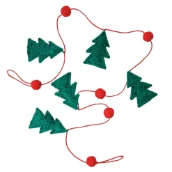 Rice A/S Weihnachten>Raffia Christmas Garland in Green with Red Balls 1