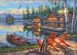 Schmidt Spiele Erwachsenenpuzzle>Seeufer am Loon Lake, New York - Puzzle 1000 Teile