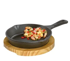 Küchenprofi Grillzubehör>Servierpfanne BBQ rund mit Holzbrett