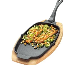 Küchenprofi Pfannen Guß Und Schmiedeeisen>Servierpfanne oval mit abnehmbarem Griff