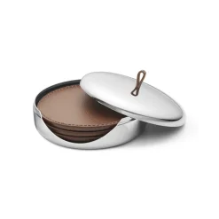 Georg Jensen A/S Tischdecken, Untersetzer Und Co>Sky Untersetzer Set 4Stck Edelstahl & Leder