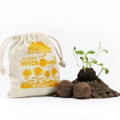 Die Stadtgärtner Geschenkideen>Sonnenblumen Samenbombe Jutebeutel
