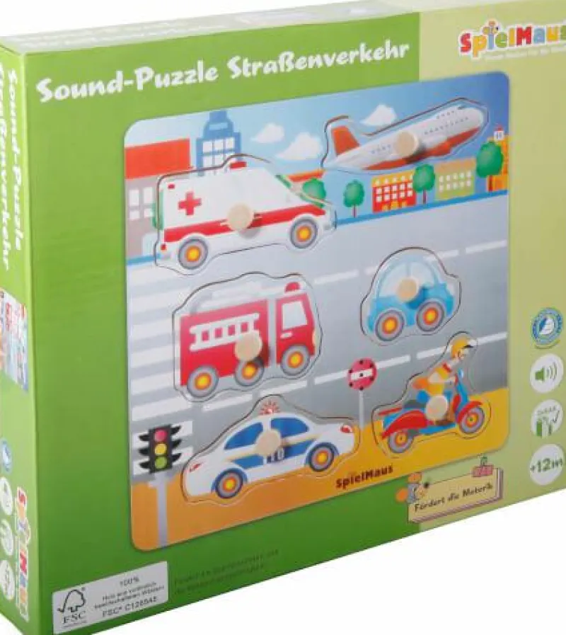 SpielMaus Kleinkindpuzzle|Spielen>Sound Holzpuzzle Straßenverkehr